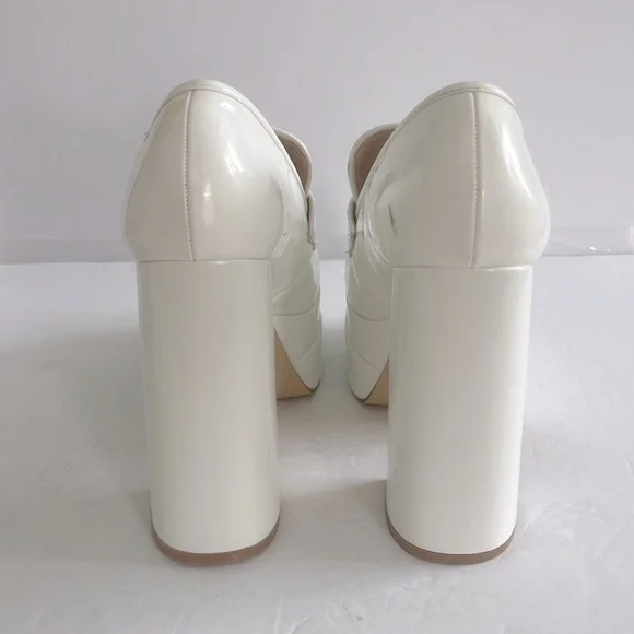Shoe Dazzle Women’s Margaux White Platform Loafer Chunky Heel Shoes Size 8 New - Picture 11 of 14